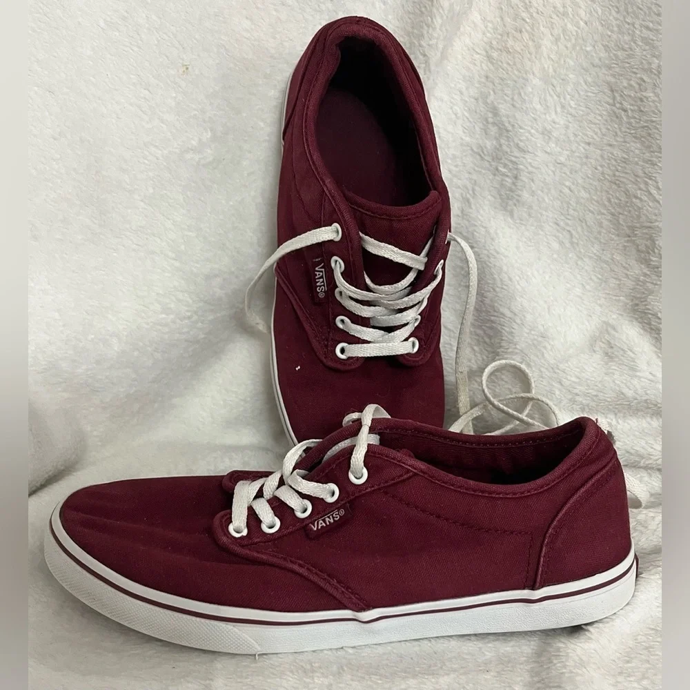 VANS Atwood Womens Size 6 Maroon Red Low Top Canvas Lace Up Sneakers Shoes